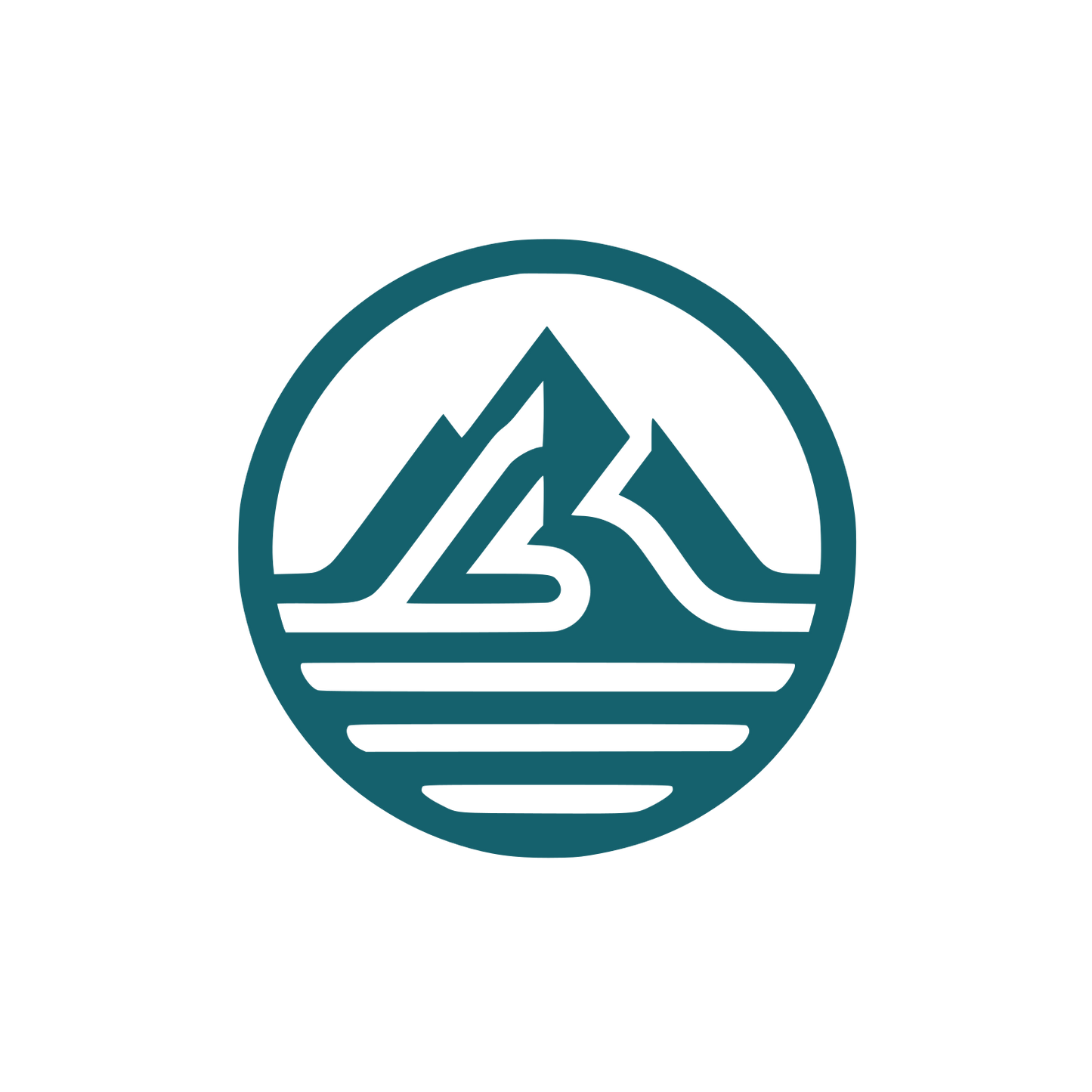 Mountain Range Water Circle Logo #15616D