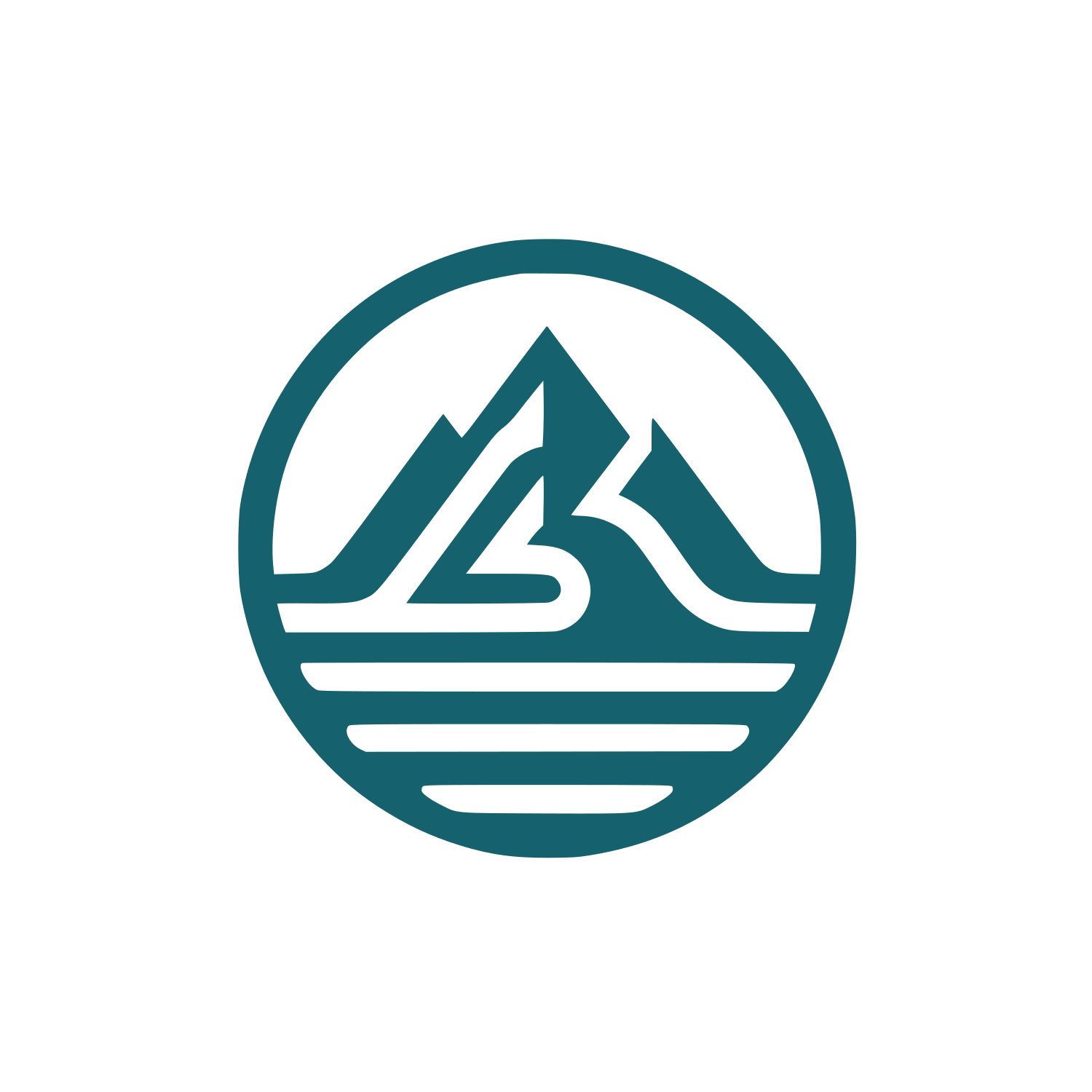 Mountain Range Water Circle Logo #15616D