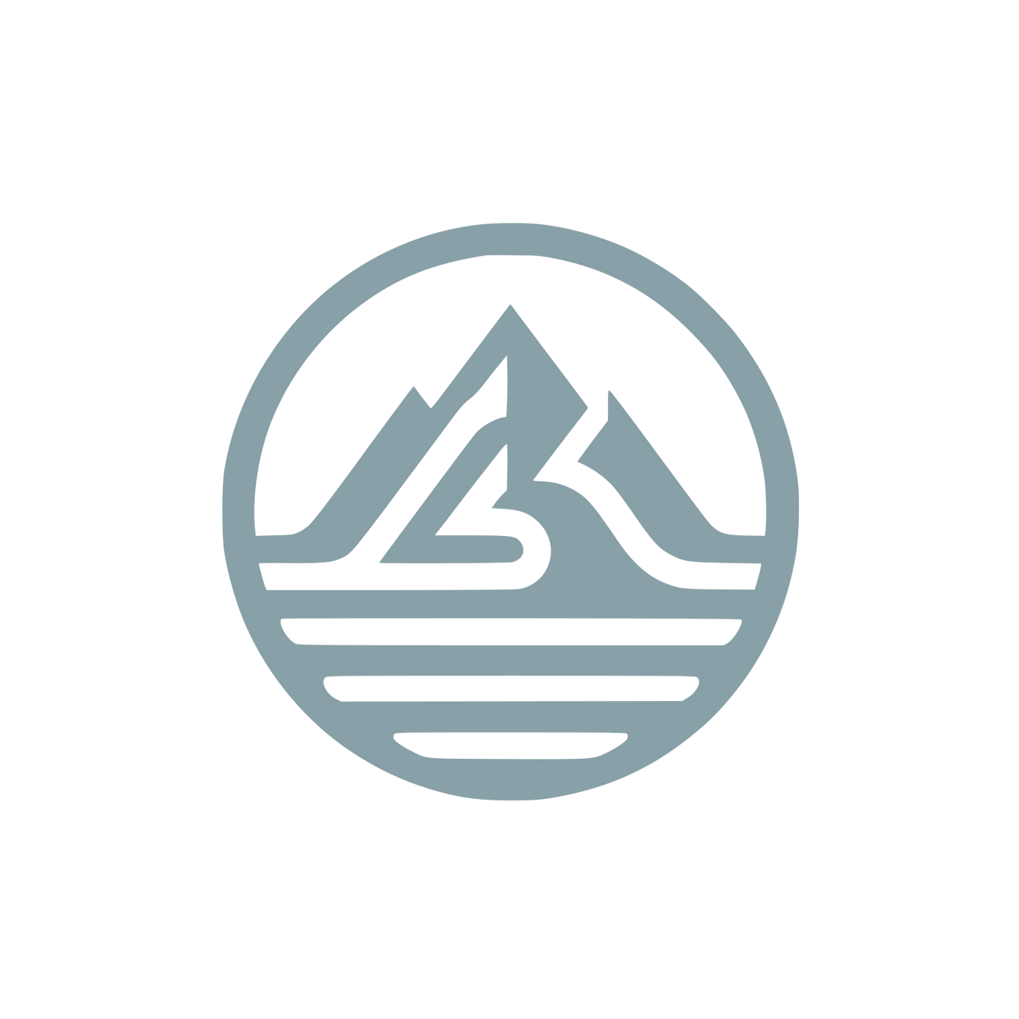 Mountain Range Water Circle Logo #88A0A8