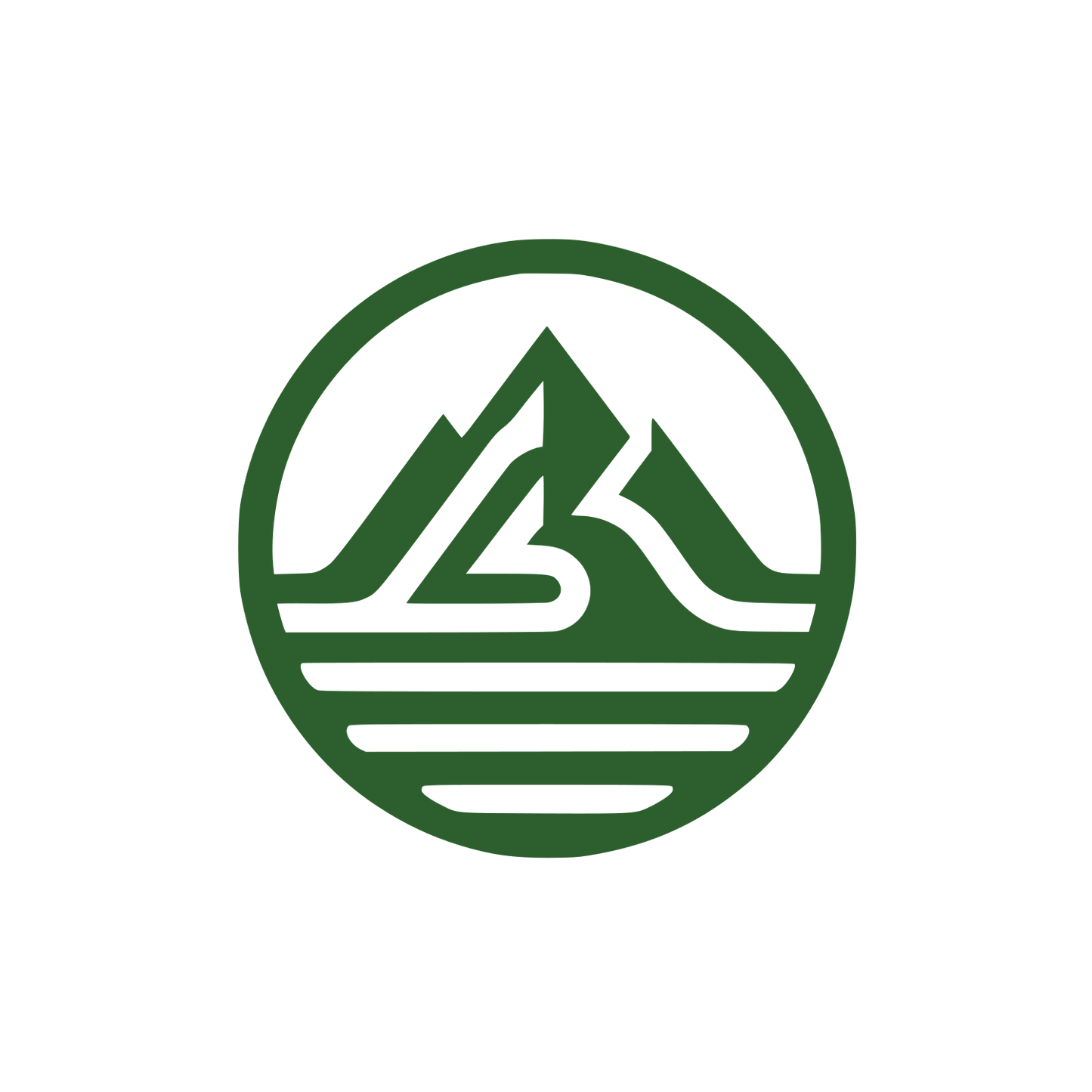 Mountain Range Water Circle Logo #2C5F2D