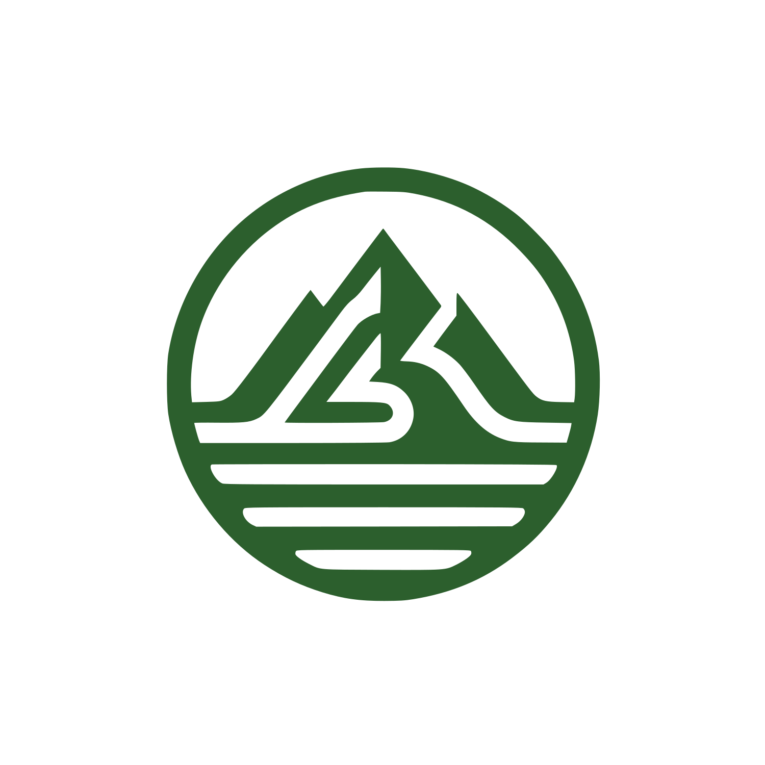 Mountain Range Water Circle Logo #2C5F2D