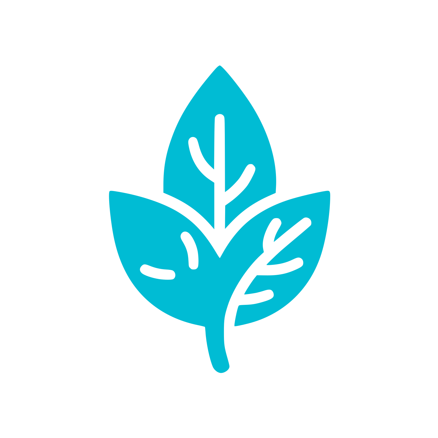 Three Leaves Emblem Logo #00BCD4