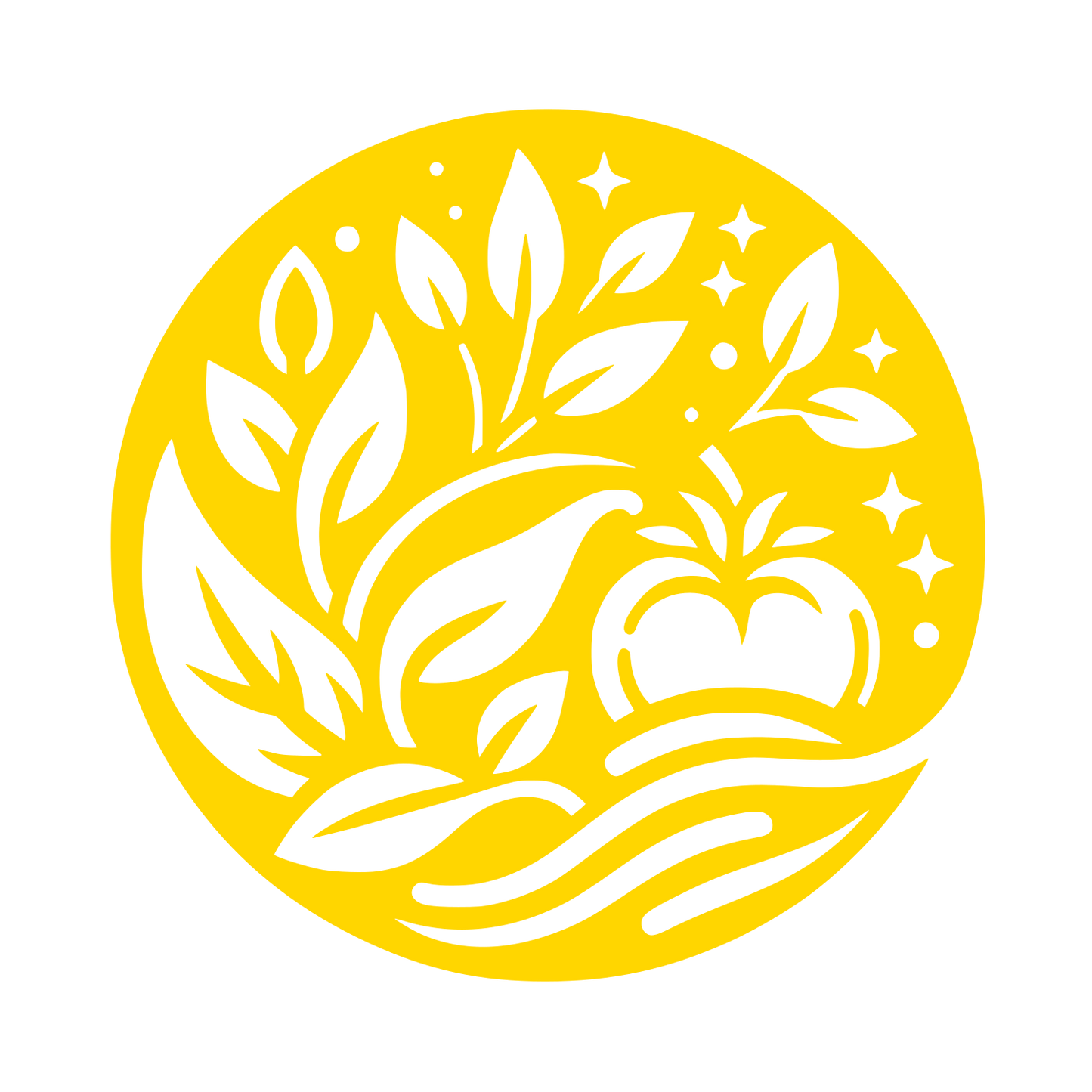Fruit and Leaves Circle Logo #FFD600