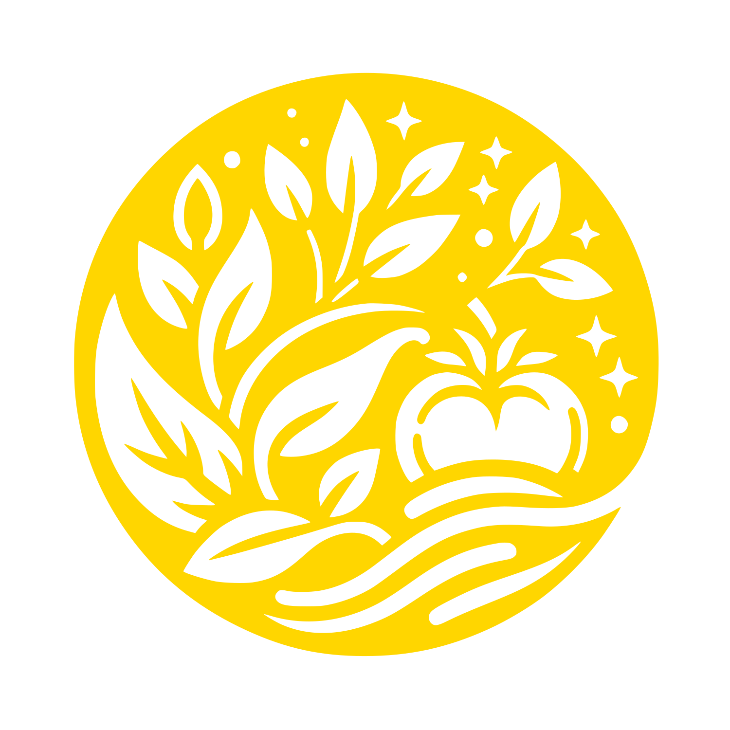 Fruit and Leaves Circle Logo #FFD600