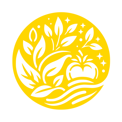 Fruit and Leaves Circle Logo #FFD600