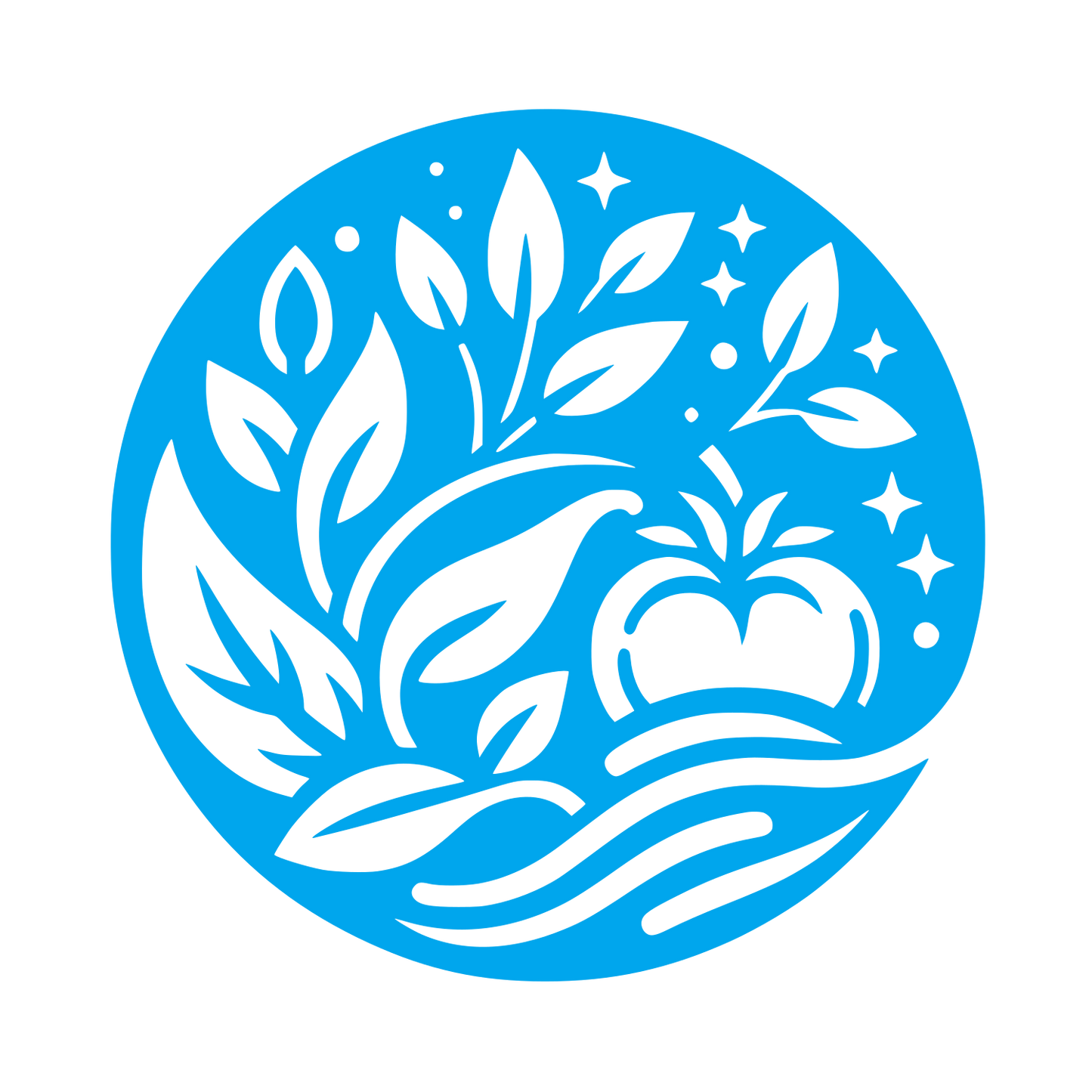 Fruit and Leaves Circle Logo #00A6ED