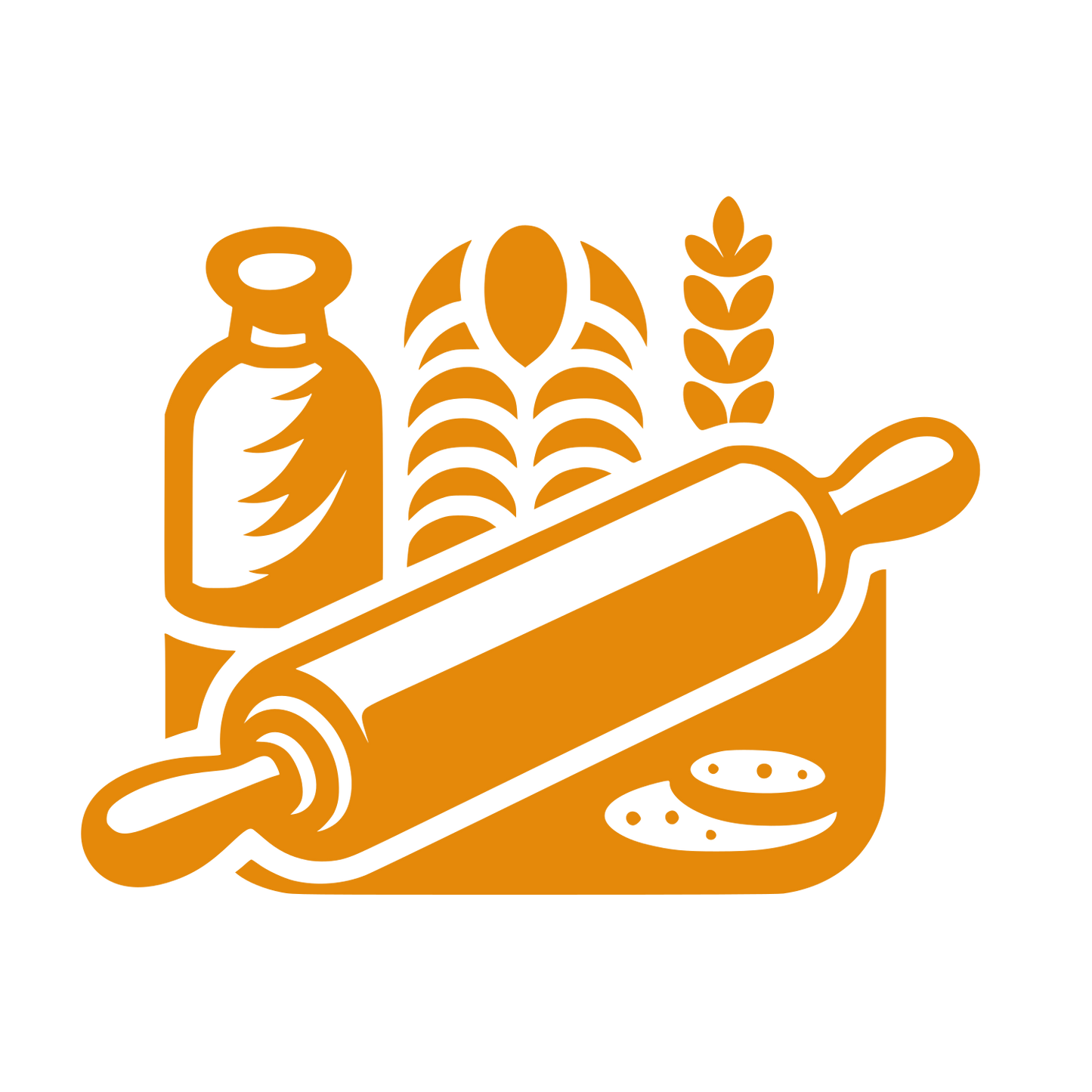 Rolling Pin Wheat Logo  #E5890A