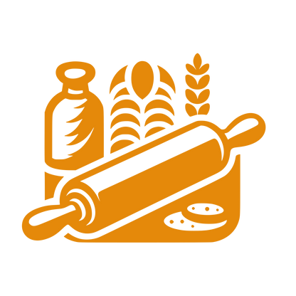Rolling Pin Wheat Logo  #E5890A