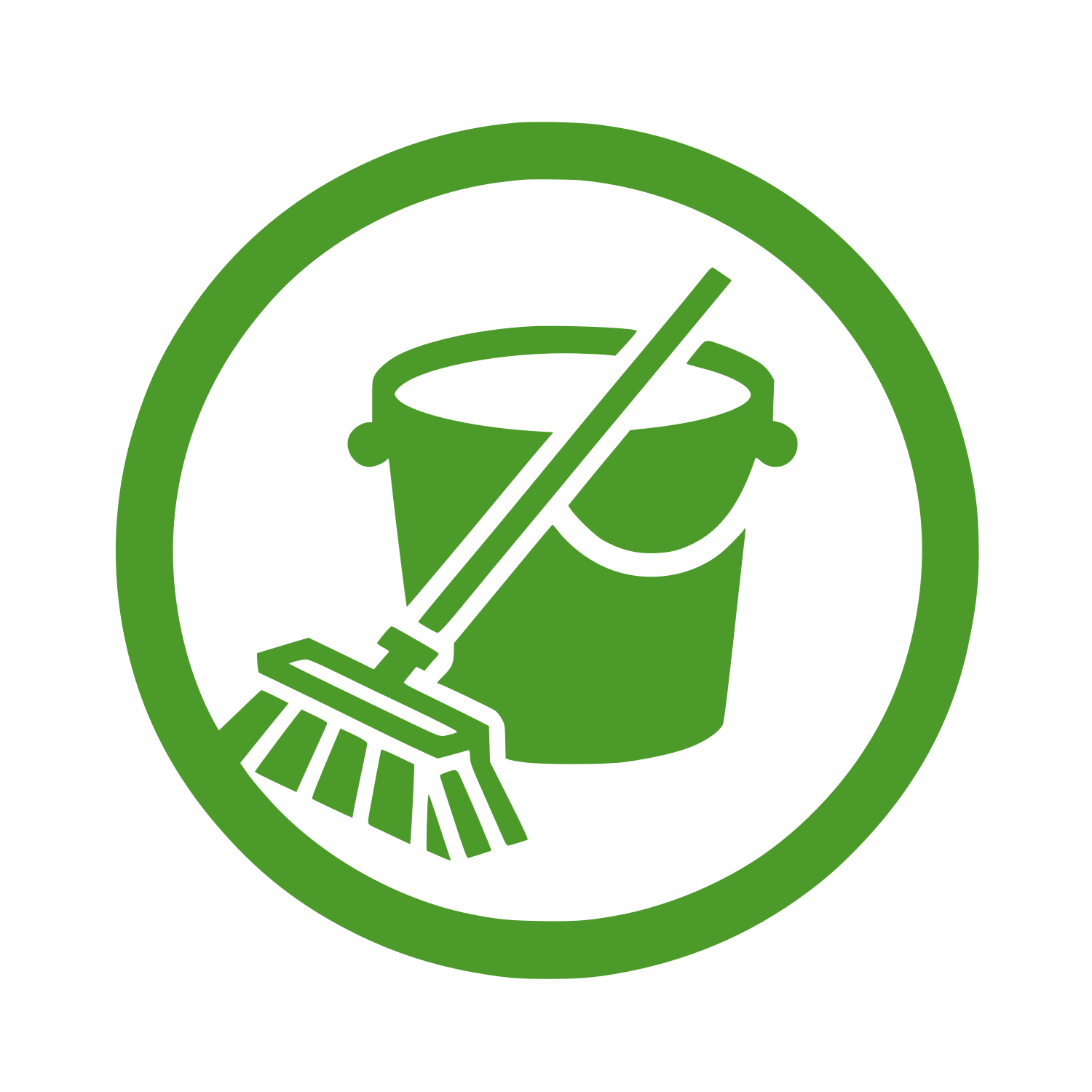 Bucket and Broom Circle Logo #4C9A2A