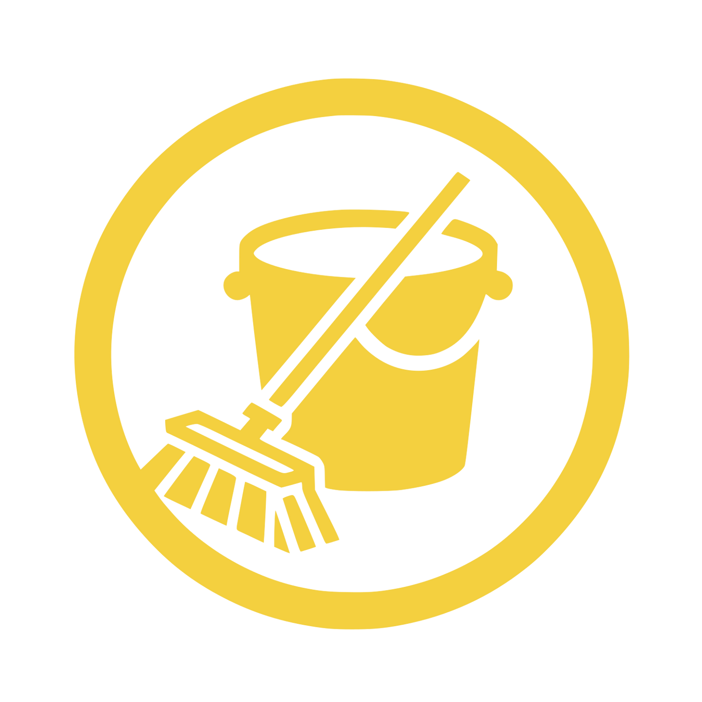 Bucket and Broom Circle Logo #F4D03F