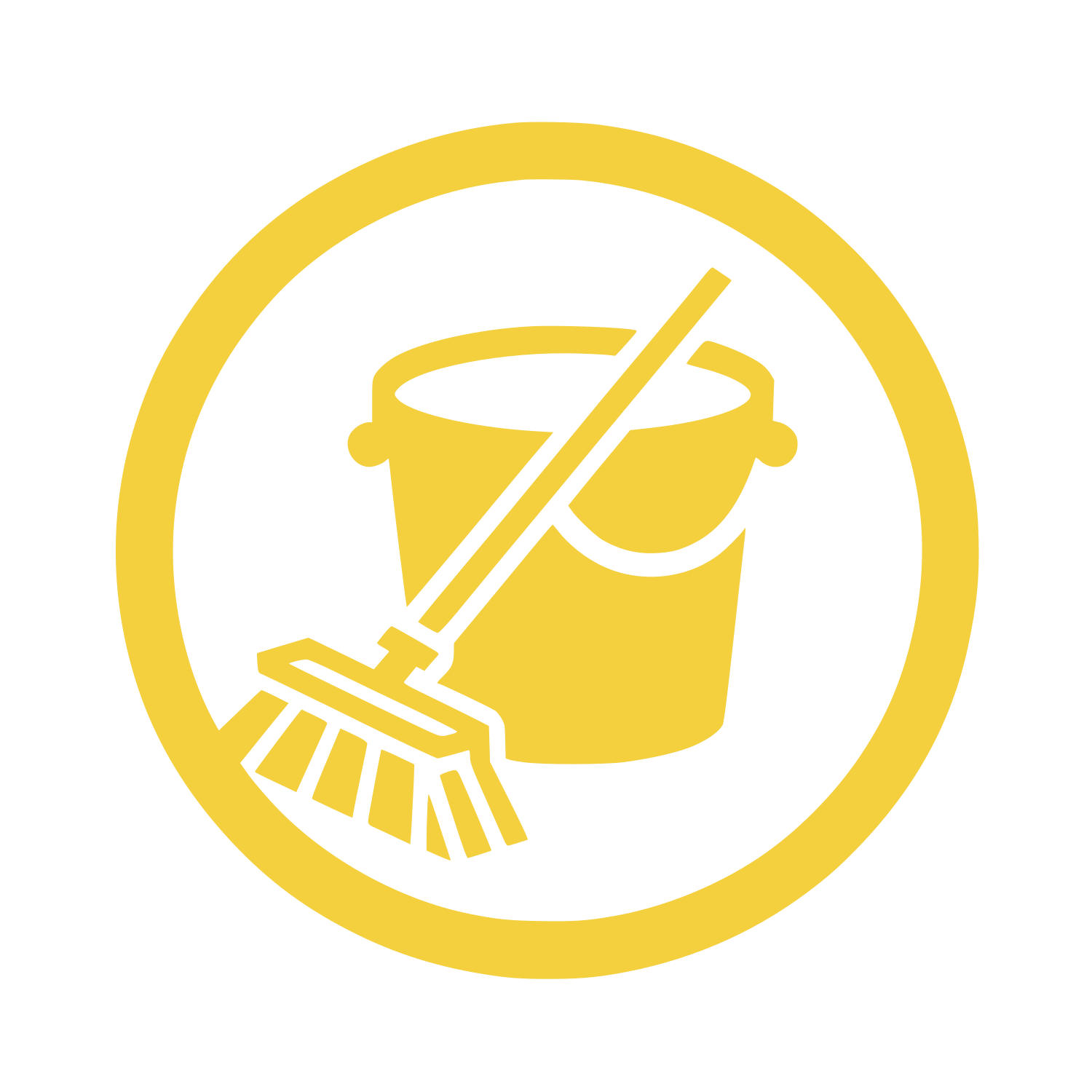 Bucket and Broom Circle Logo #F4D03F