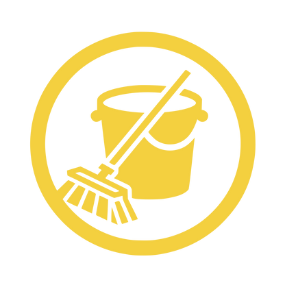 Bucket and Broom Circle Logo #F4D03F