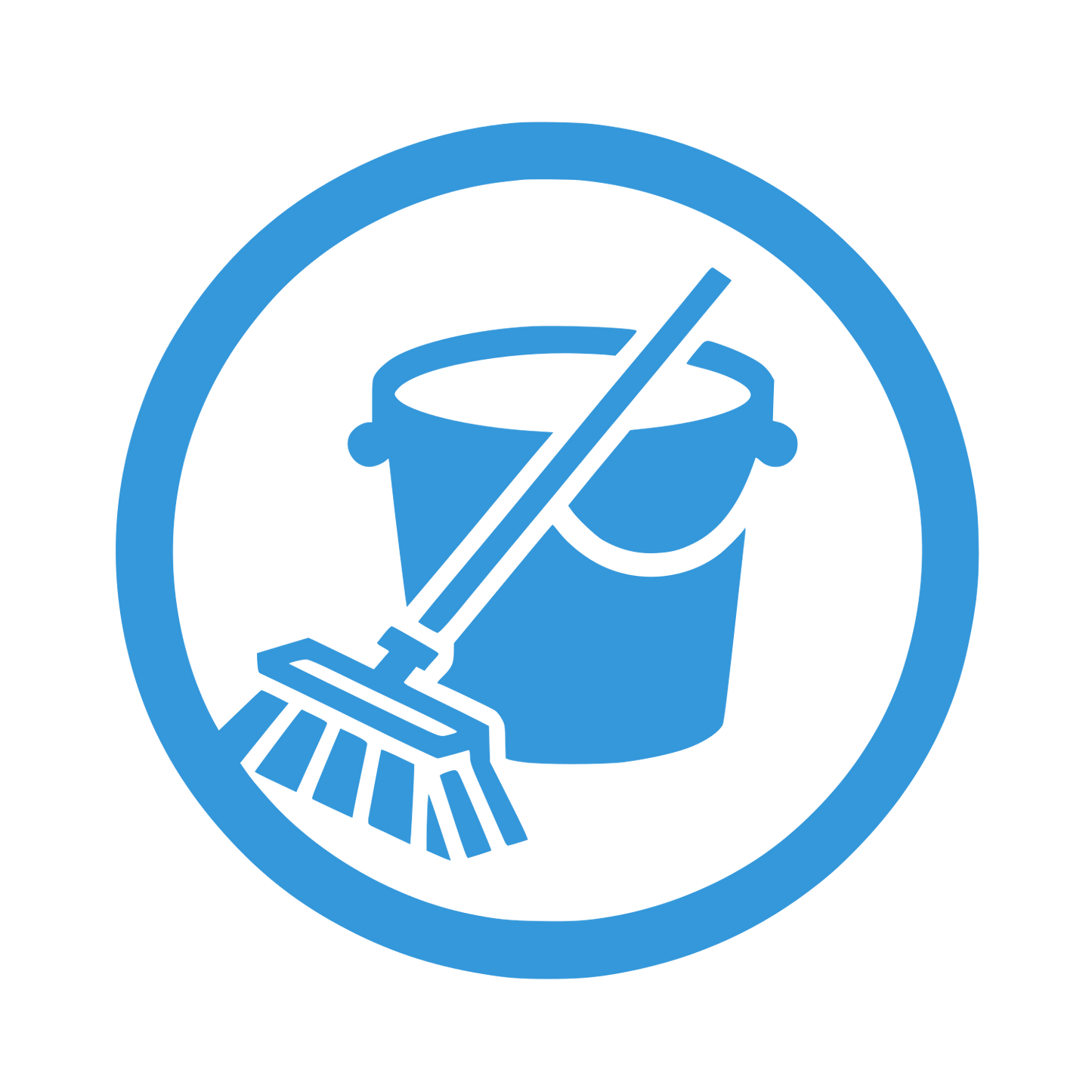 Bucket and Broom Circle Logo #3498DB