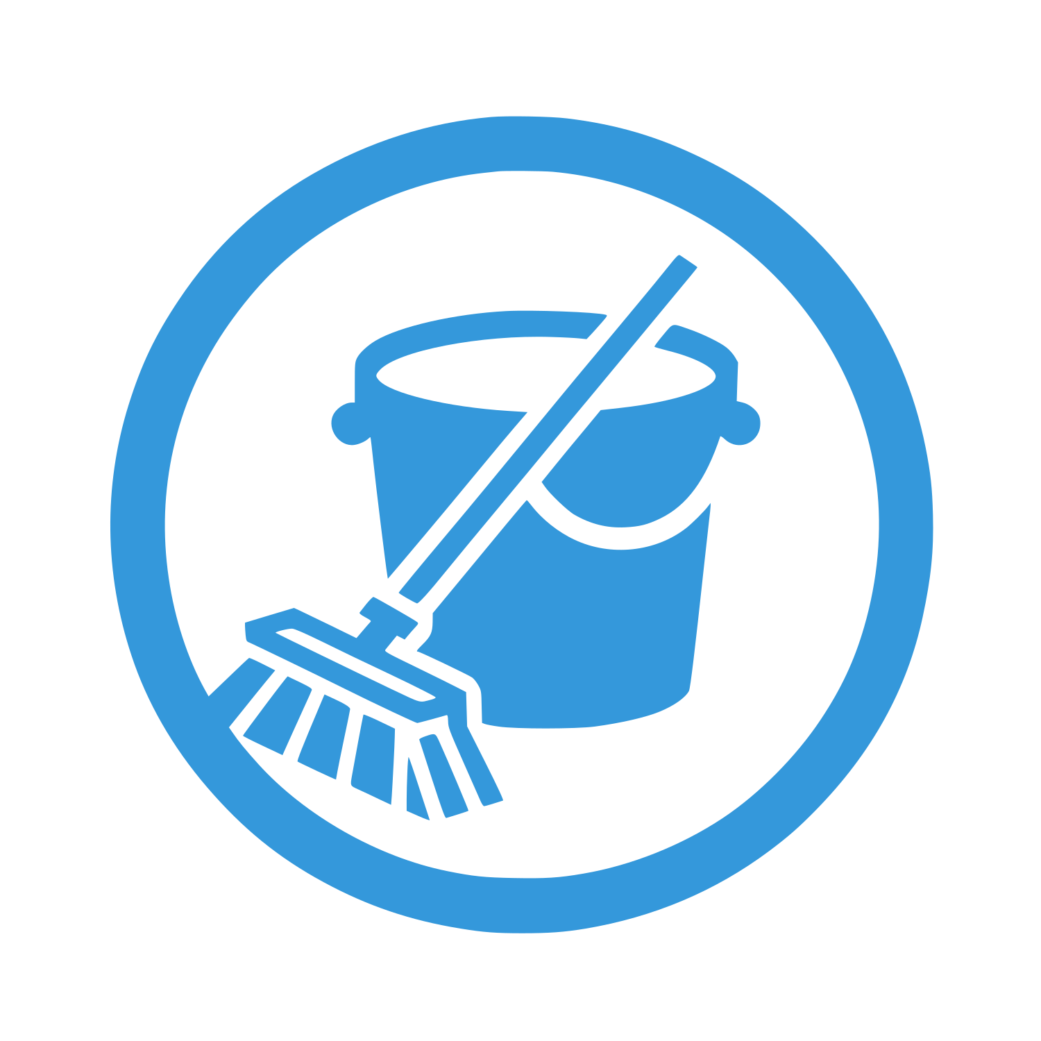 Bucket and Broom Circle Logo #3498DB