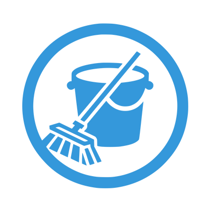Bucket and Broom Circle Logo #3498DB