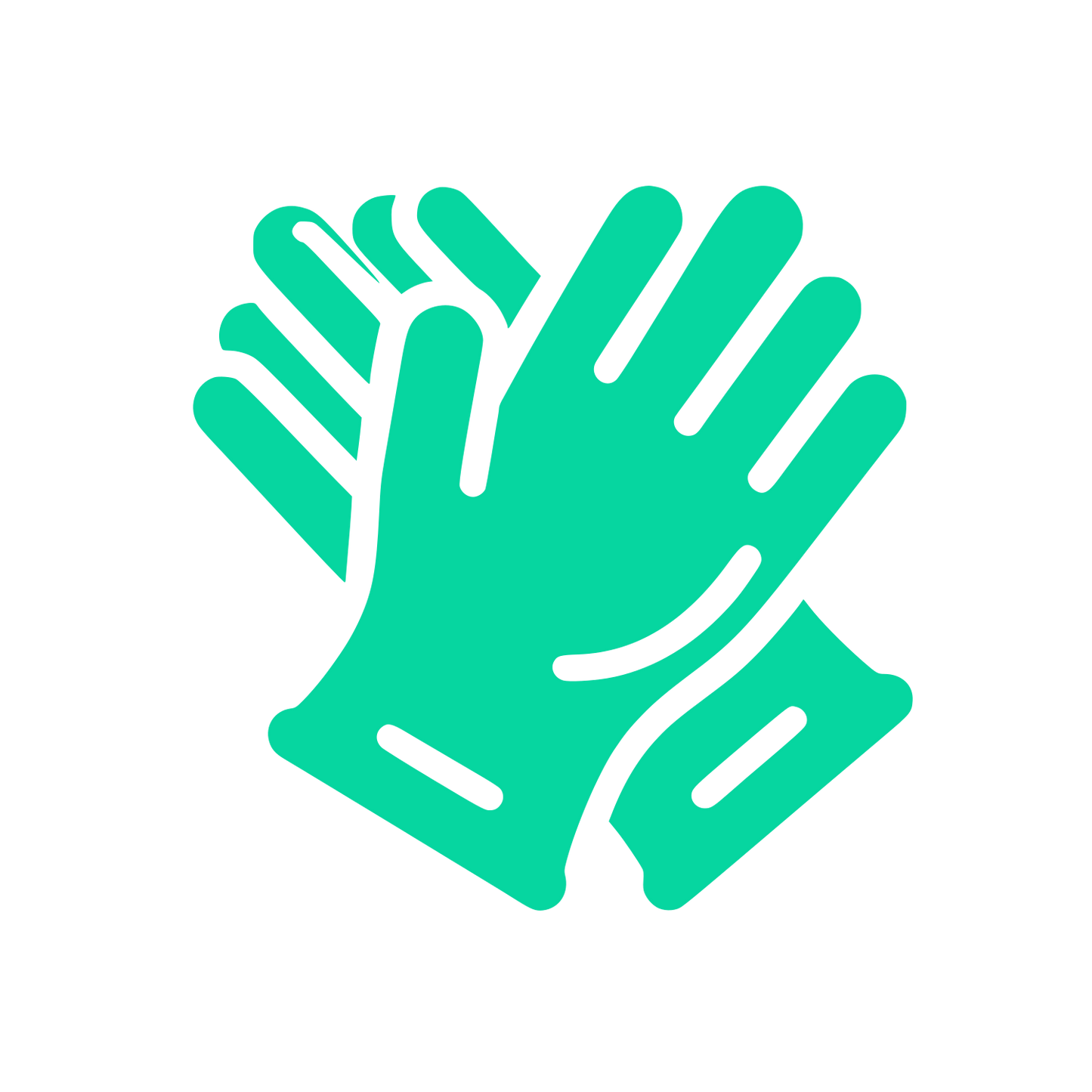 Overlapping Hands Logo #06D6A0