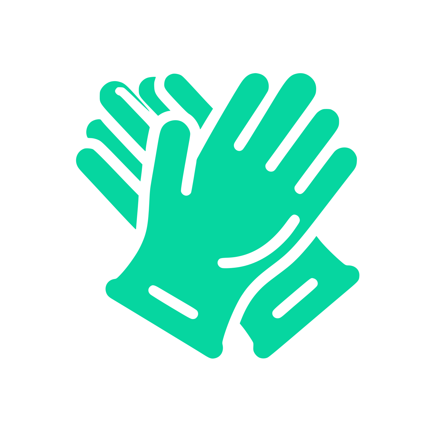 Overlapping Hands Logo #06D6A0