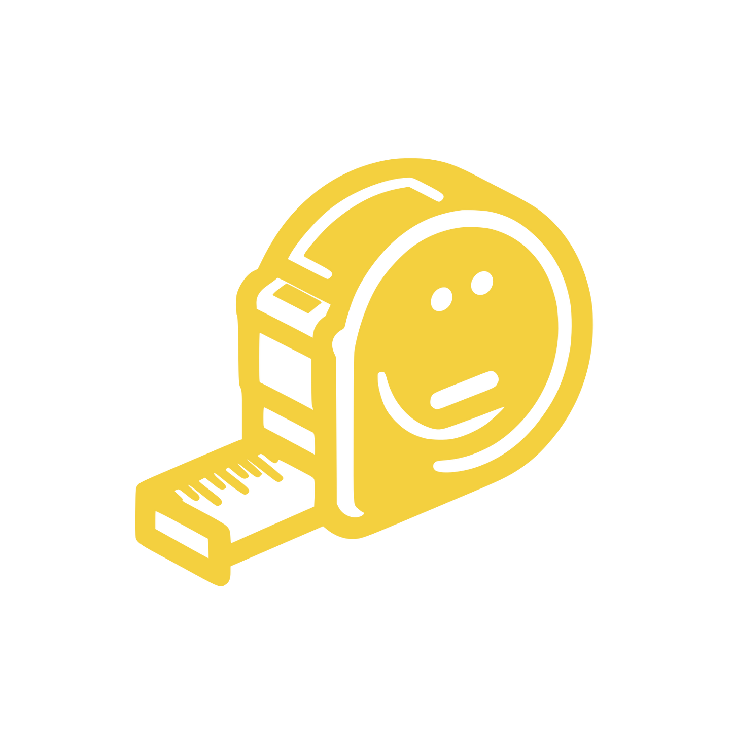 Smiling Tape Measure Logo #F4D03F