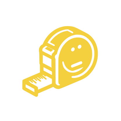 Smiling Tape Measure Logo #F4D03F