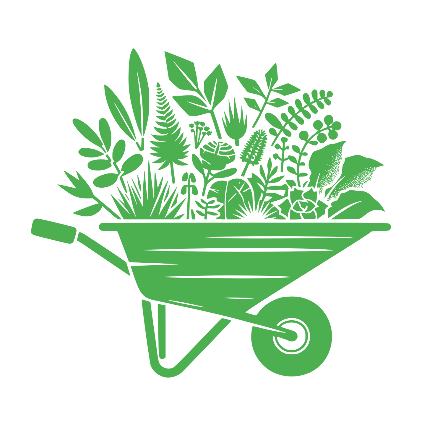 Wheelbarrow with Plants Logo #4CAF50