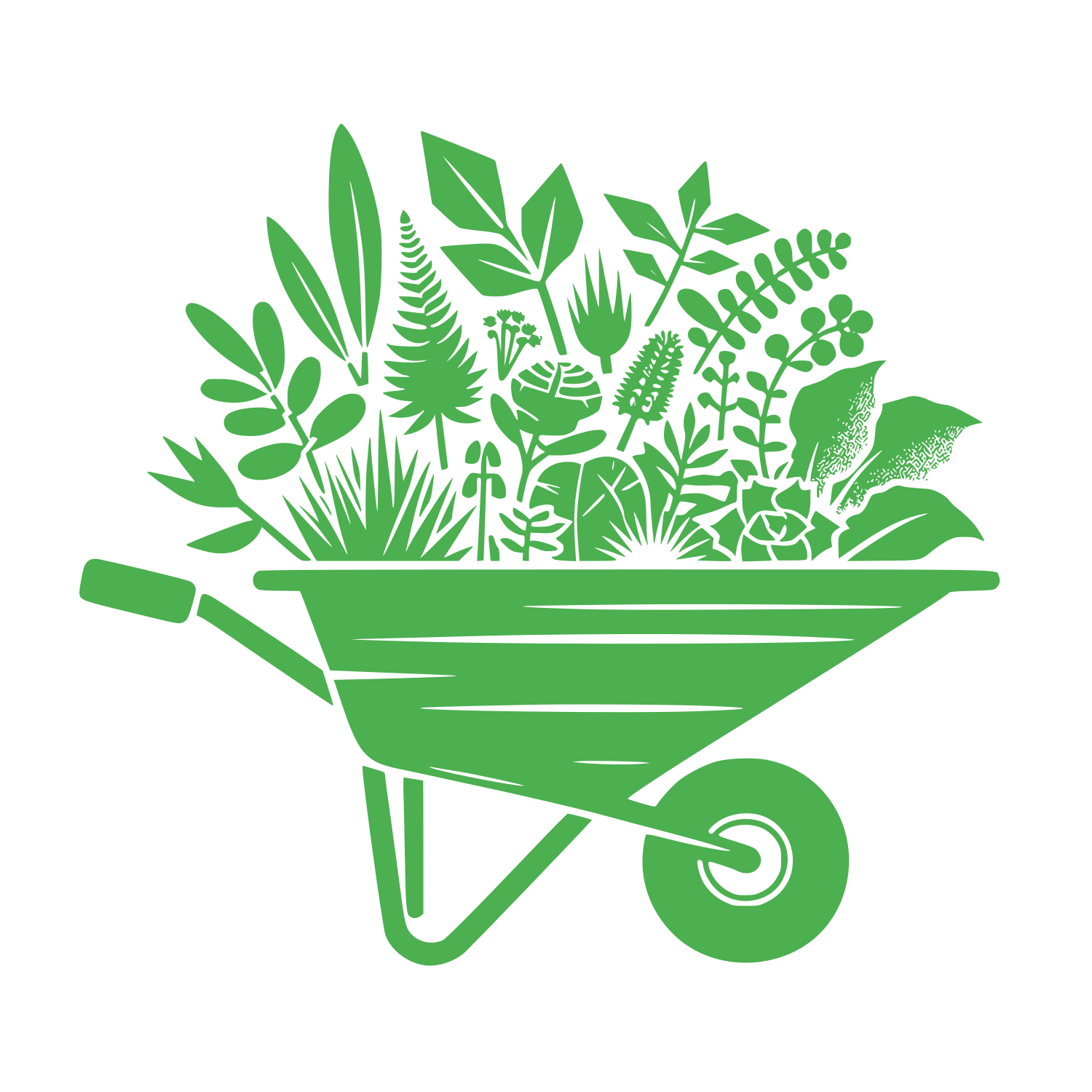 Wheelbarrow with Plants Logo #4CAF50