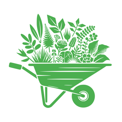 Wheelbarrow with Plants Logo #4CAF50