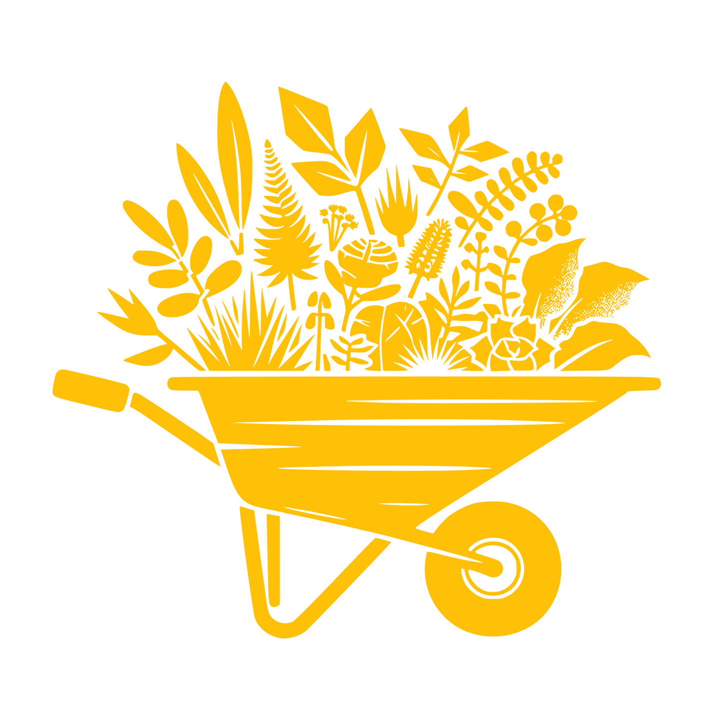 Wheelbarrow with Plants Logo #FFC107