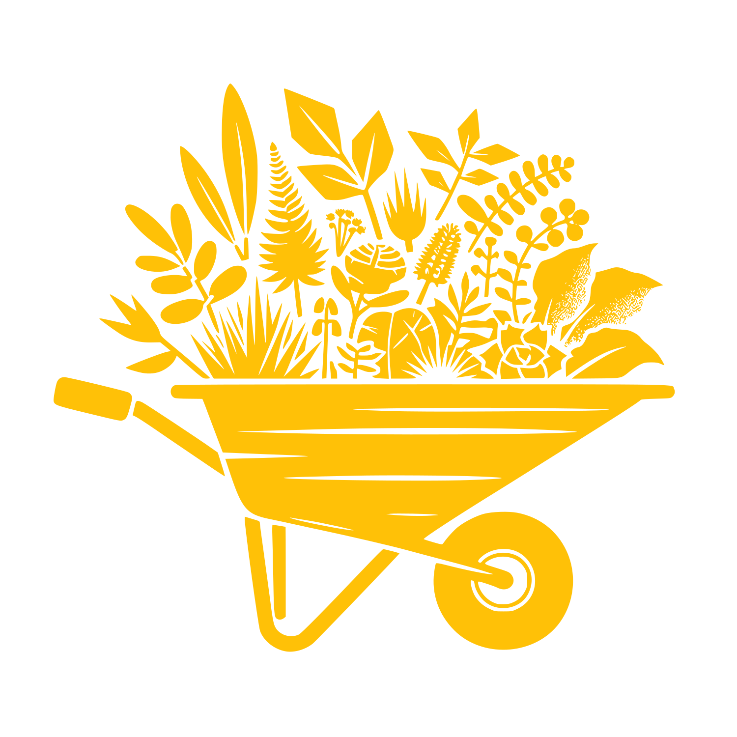 Wheelbarrow with Plants Logo #FFC107
