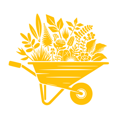 Wheelbarrow with Plants Logo #FFC107
