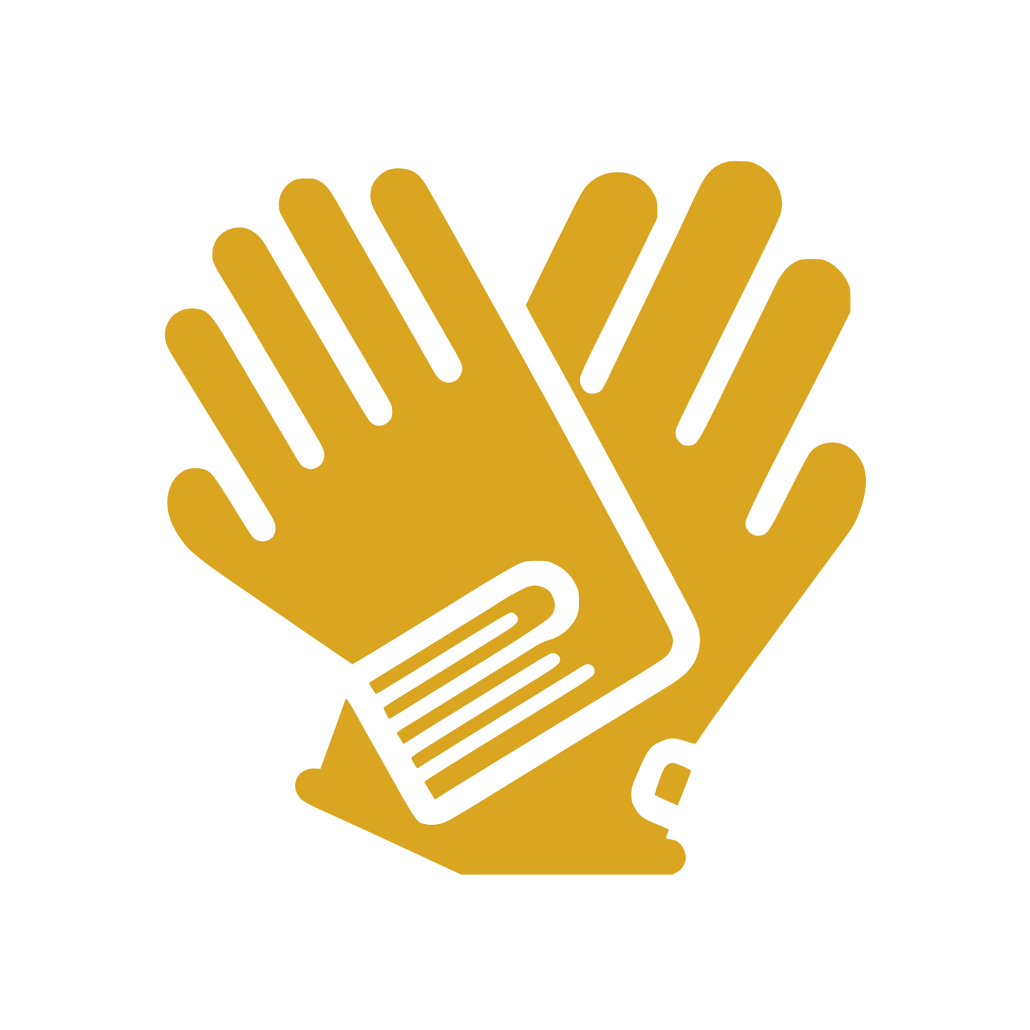 Overlapping Work Gloves Logo #DAA520