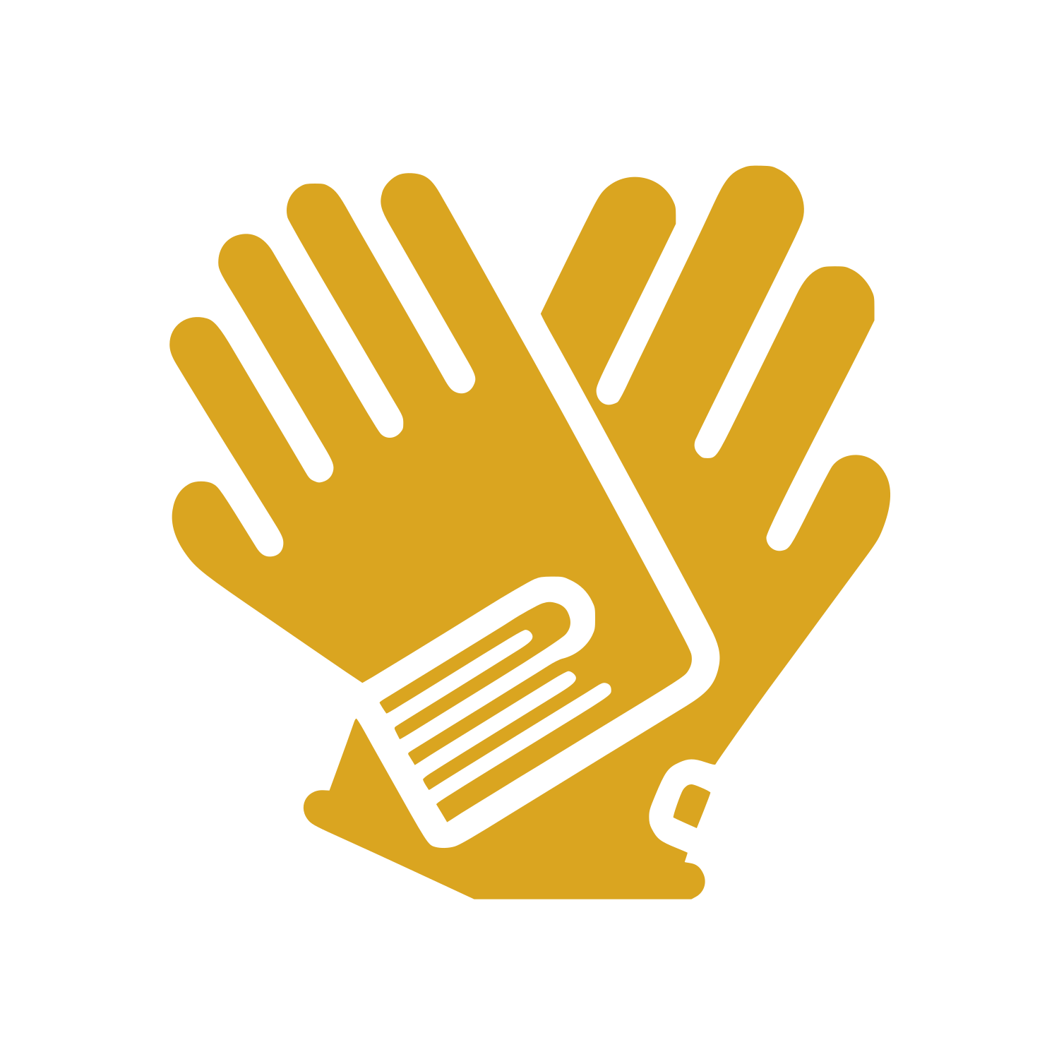 Overlapping Work Gloves Logo #DAA520