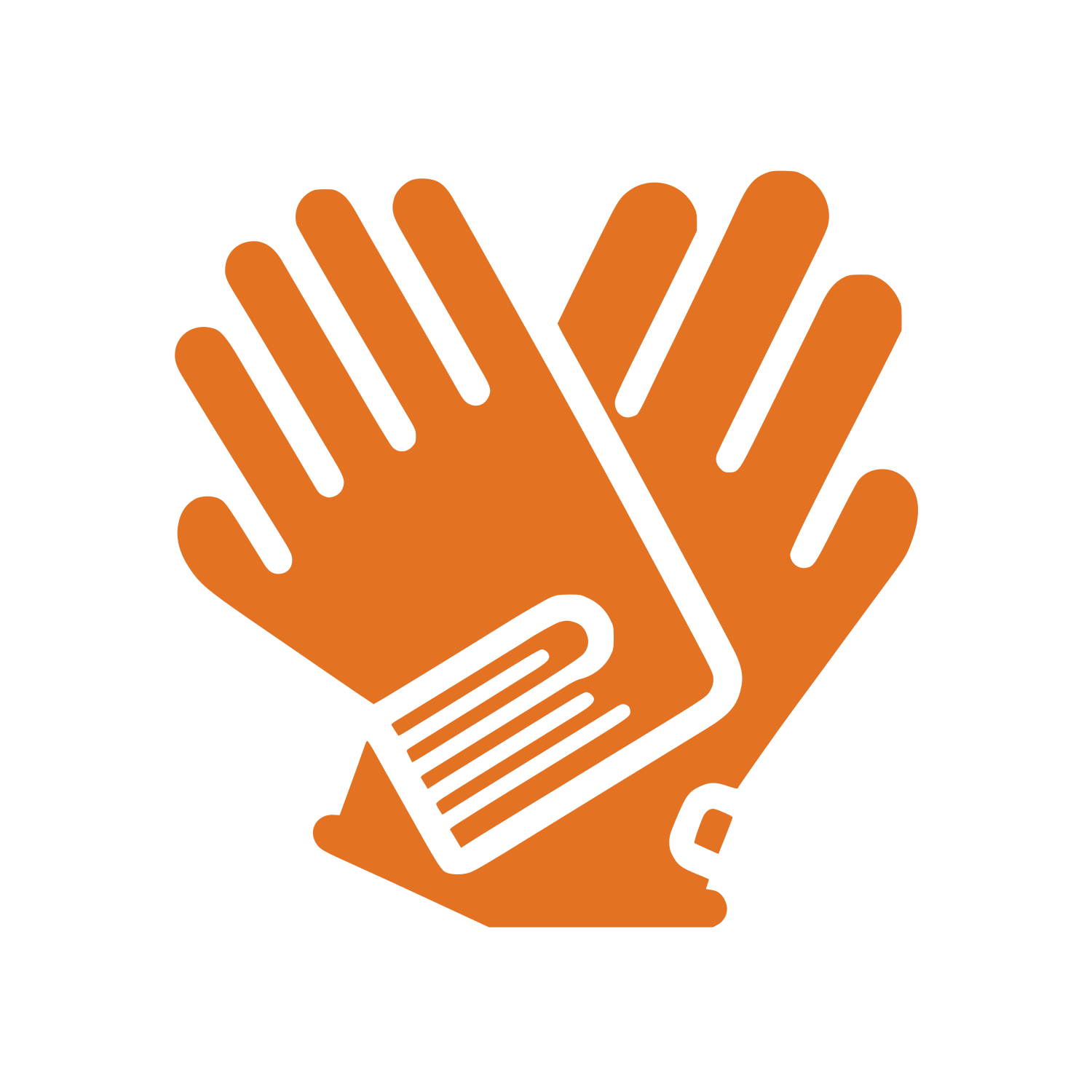 Overlapping Work Gloves Logo #E37222
