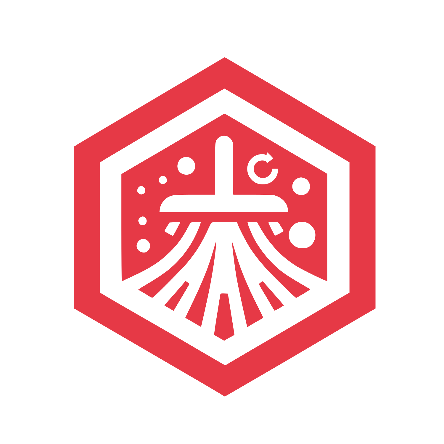 Hexagon Outline Logo #E63946