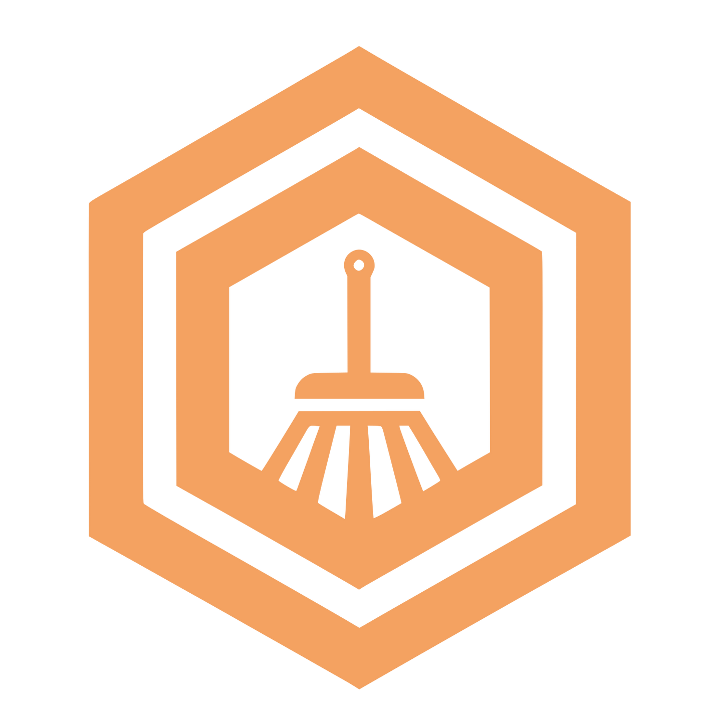 Hexagon Broom Logo #F4A261