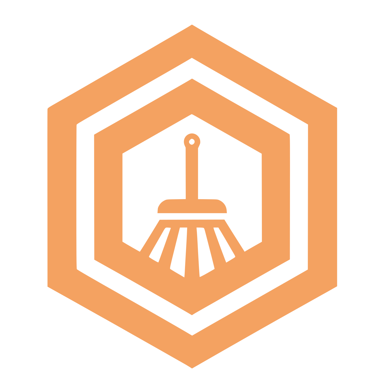 Hexagon Broom Logo #F4A261