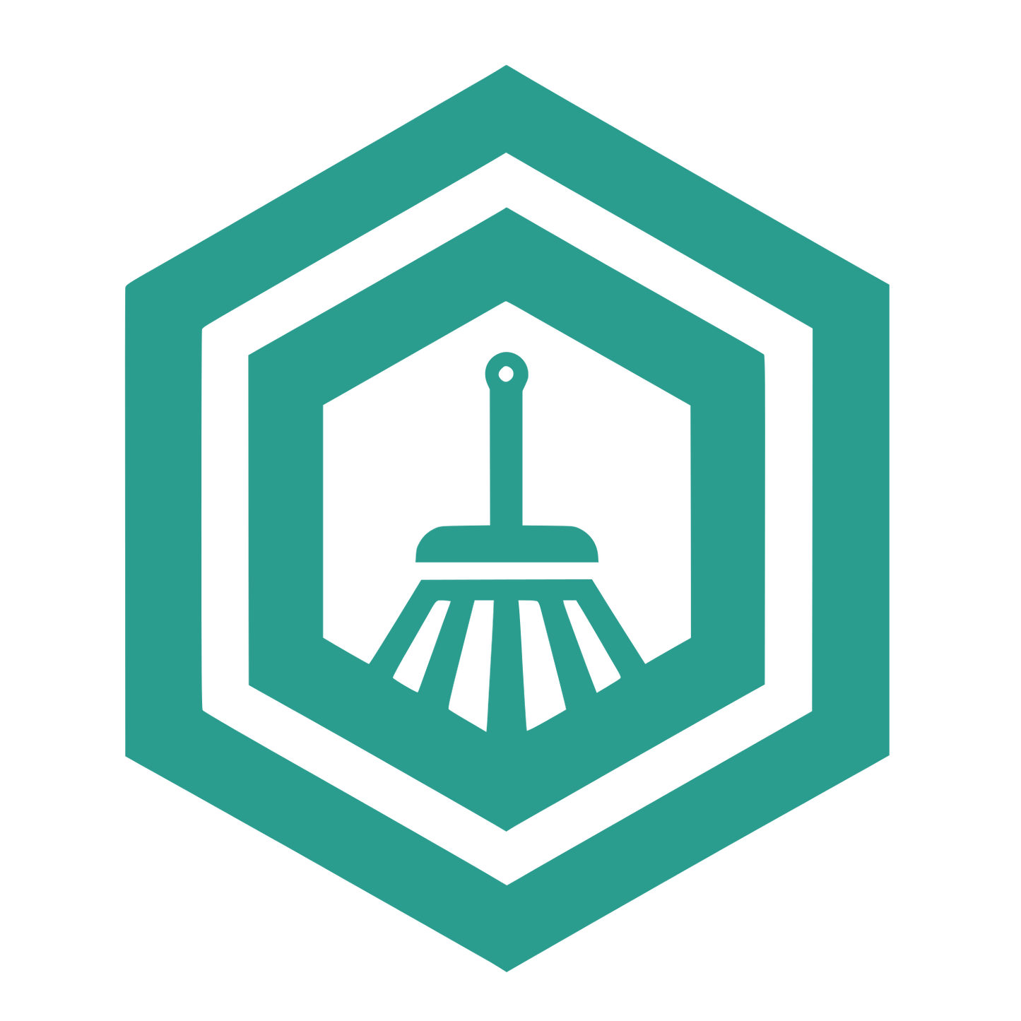 Hexagon Broom Logo #2A9D8F