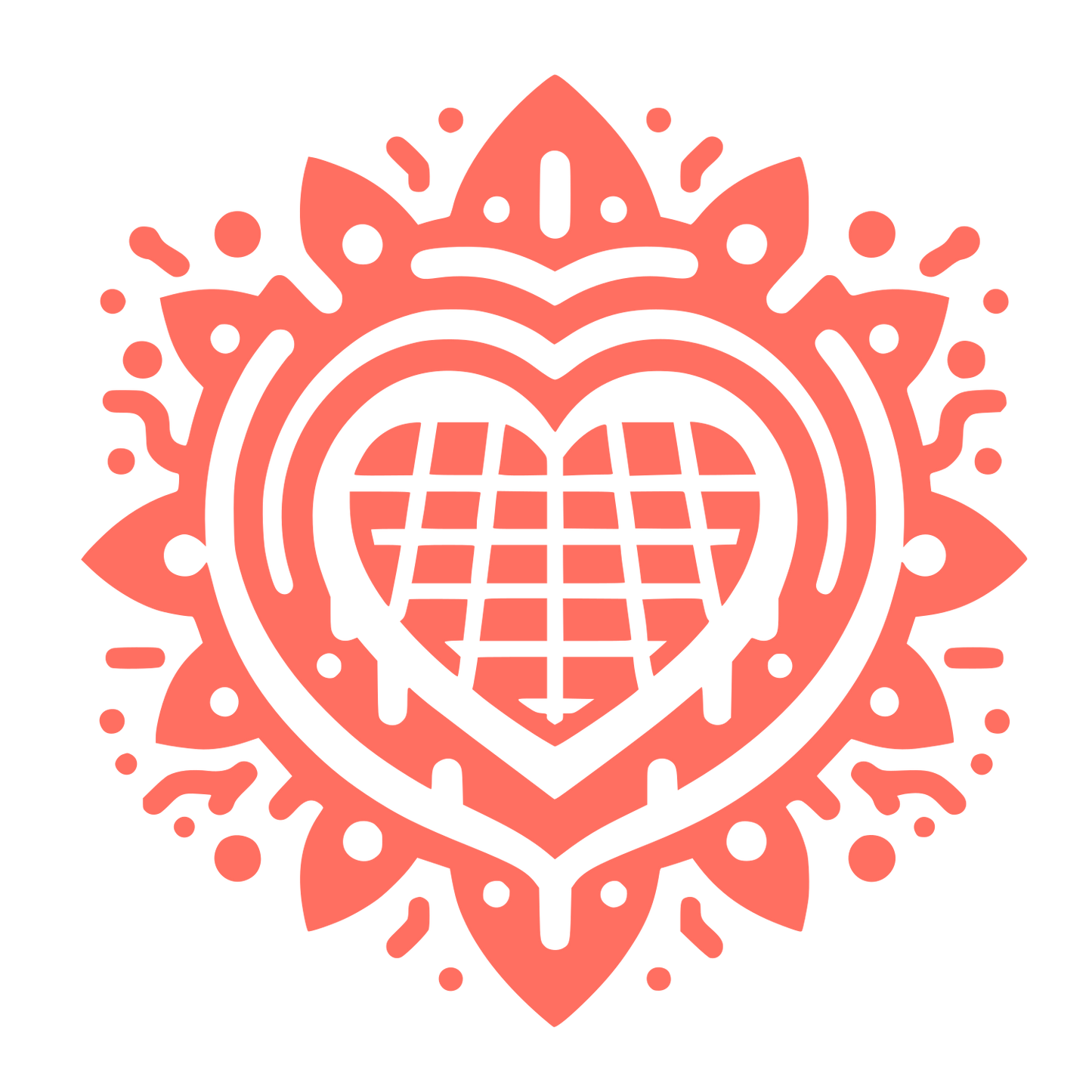 Mandala Heart Floral Logo #FF6F61