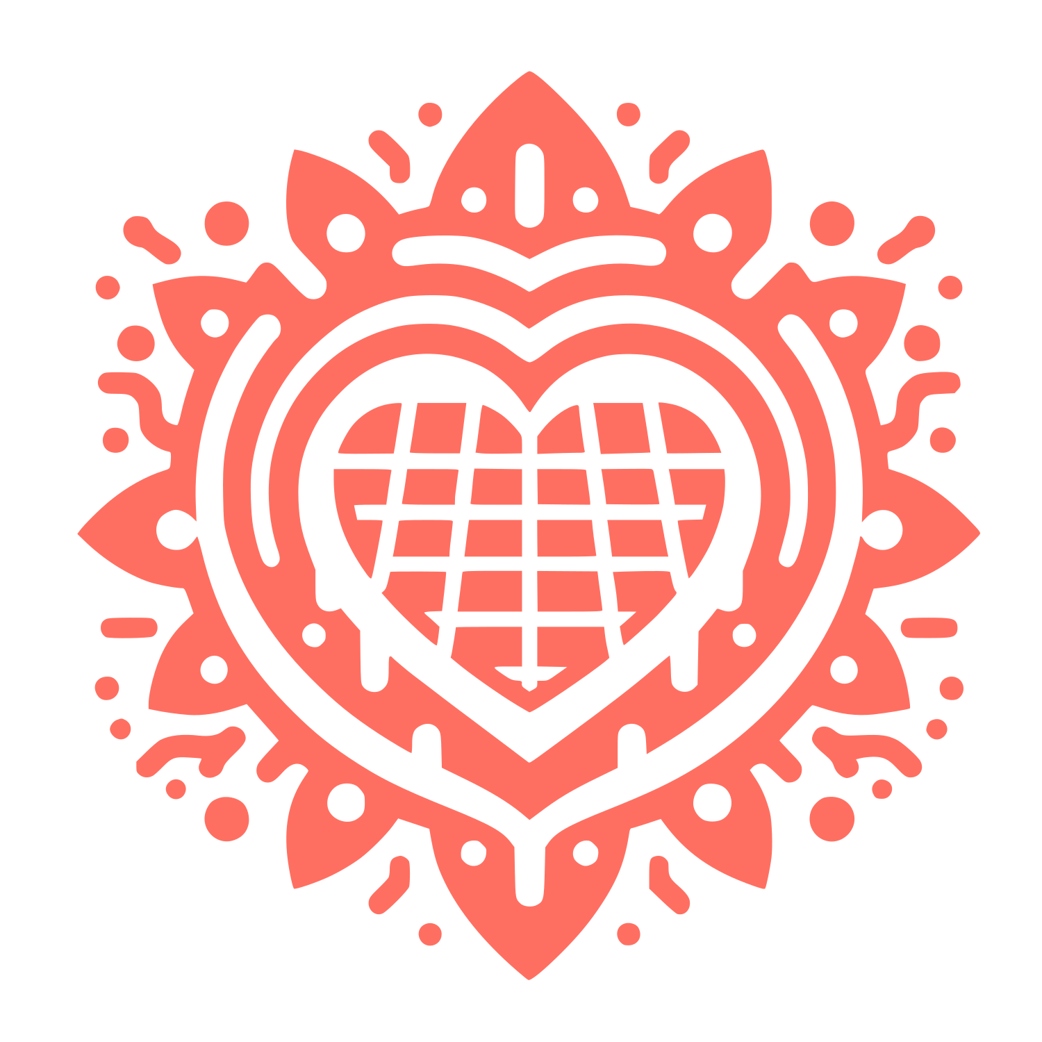Mandala Heart Floral Logo #FF6F61