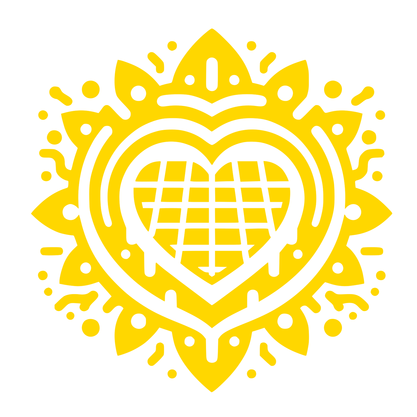 Mandala Heart Floral Logo #FFD700