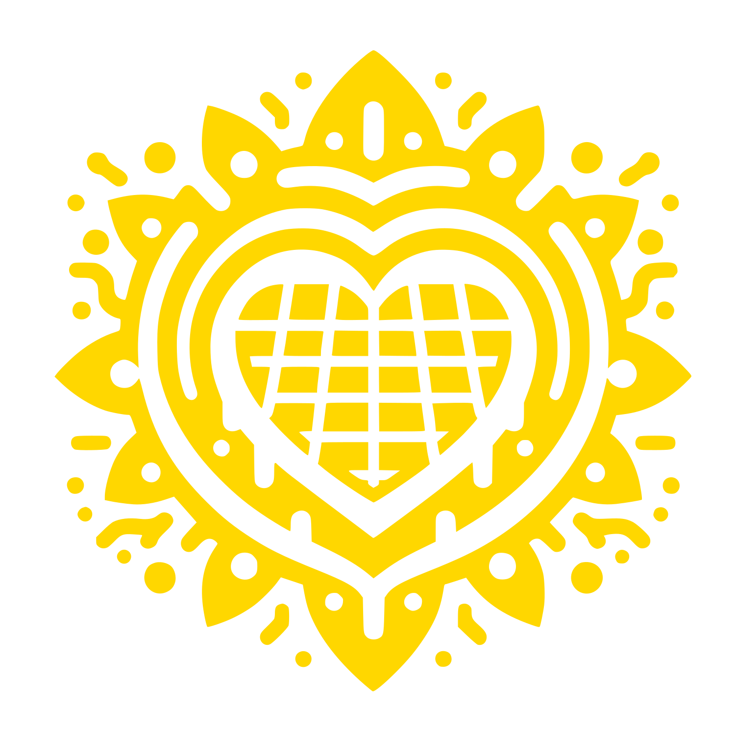 Mandala Heart Floral Logo #FFD700