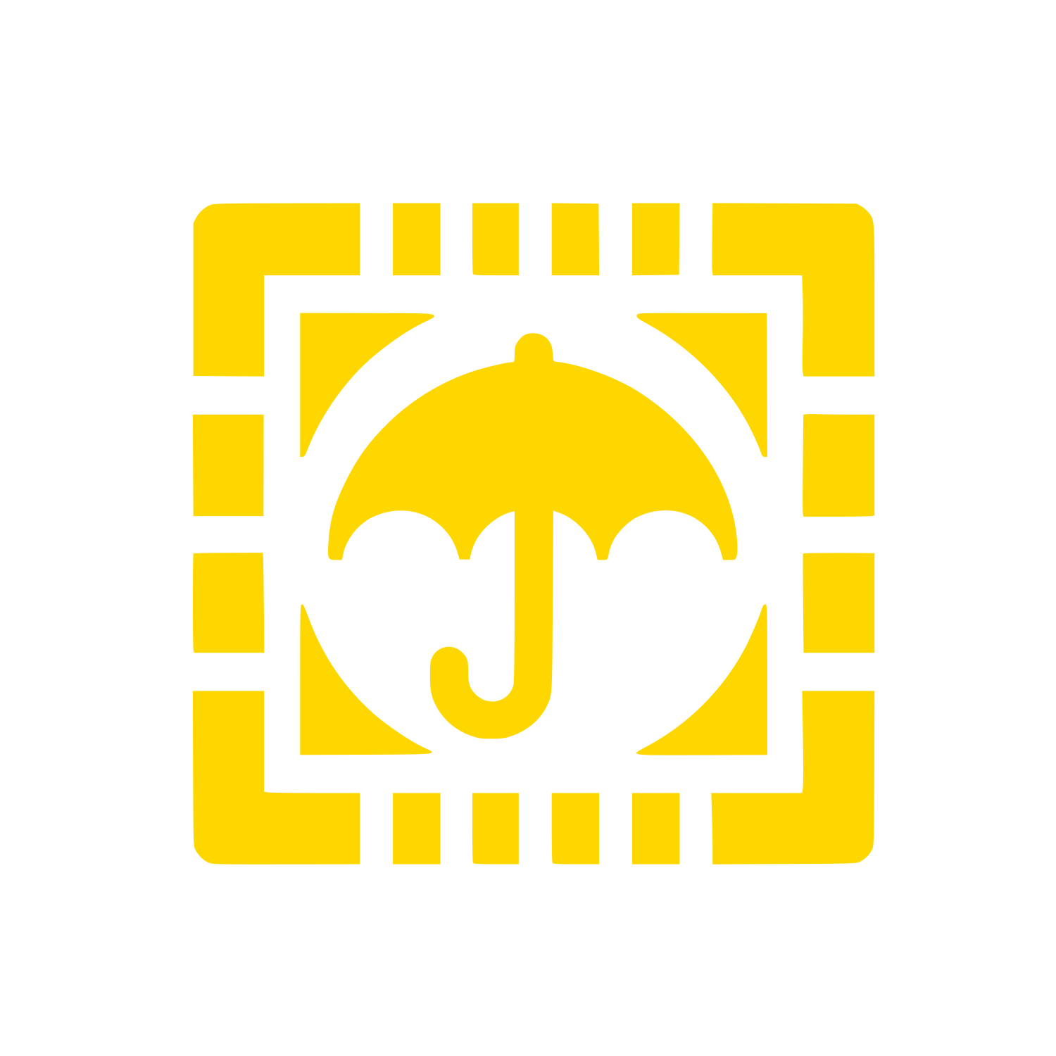 Umbrella in Square Logo #FFD700