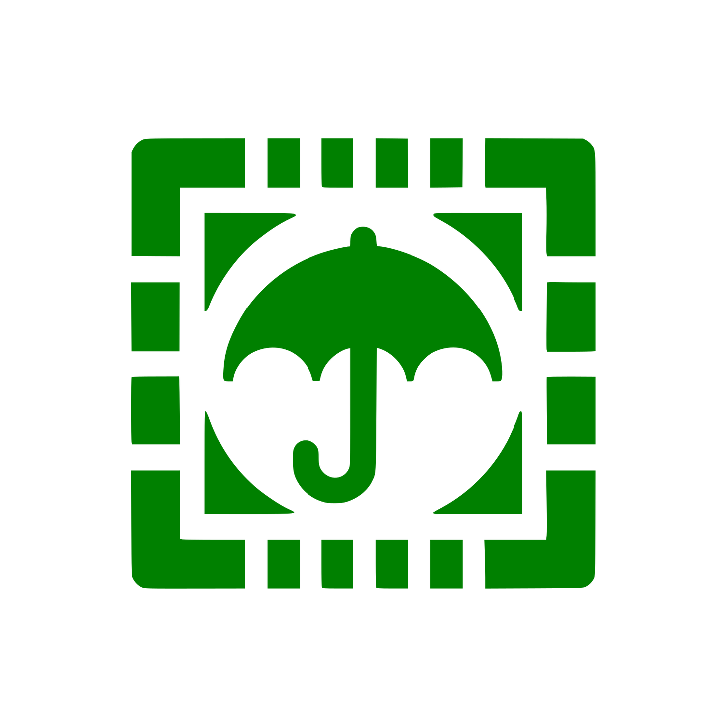 Umbrella in Square Logo #008000