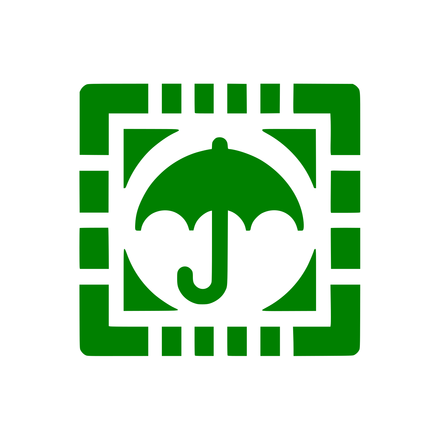 Umbrella in Square Logo #008000