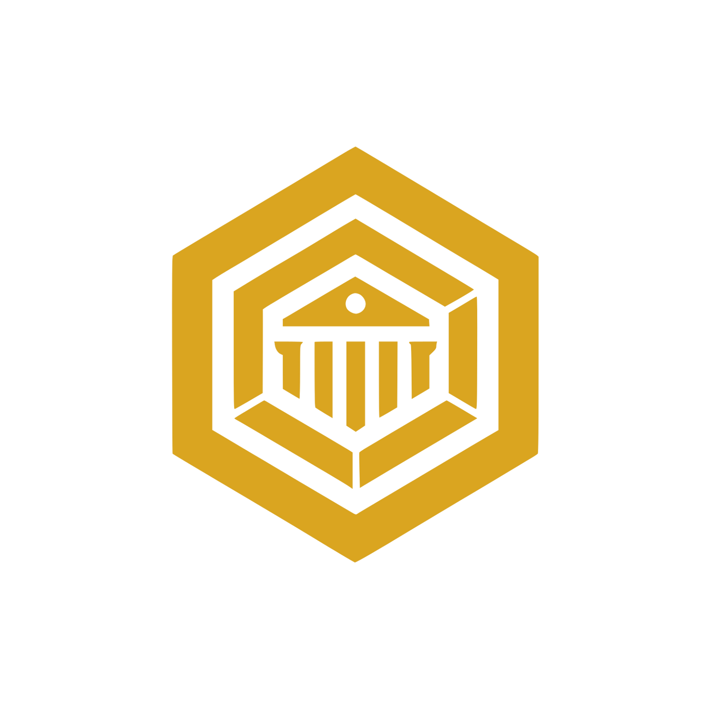 Hexagon Column Building Logo #DAA520