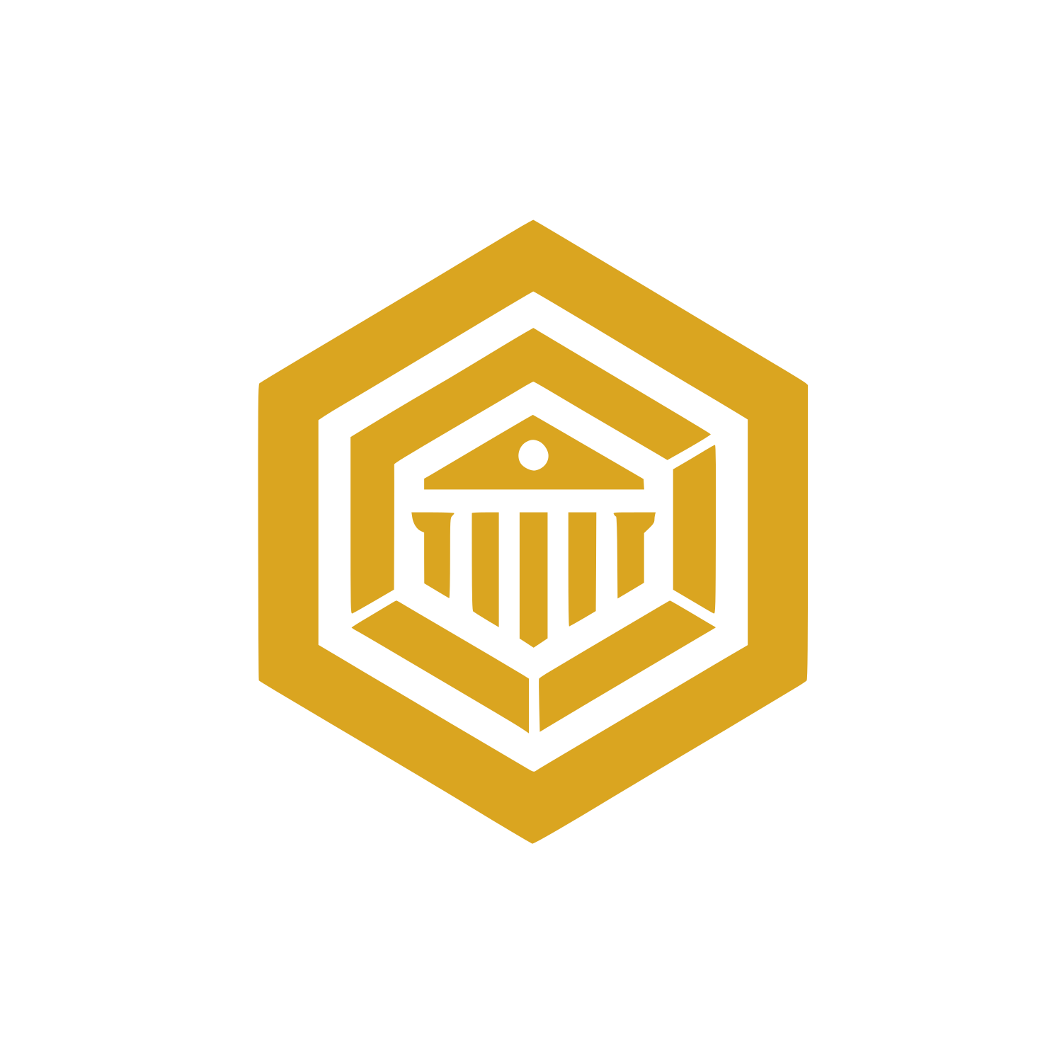 Hexagon Column Building Logo #DAA520