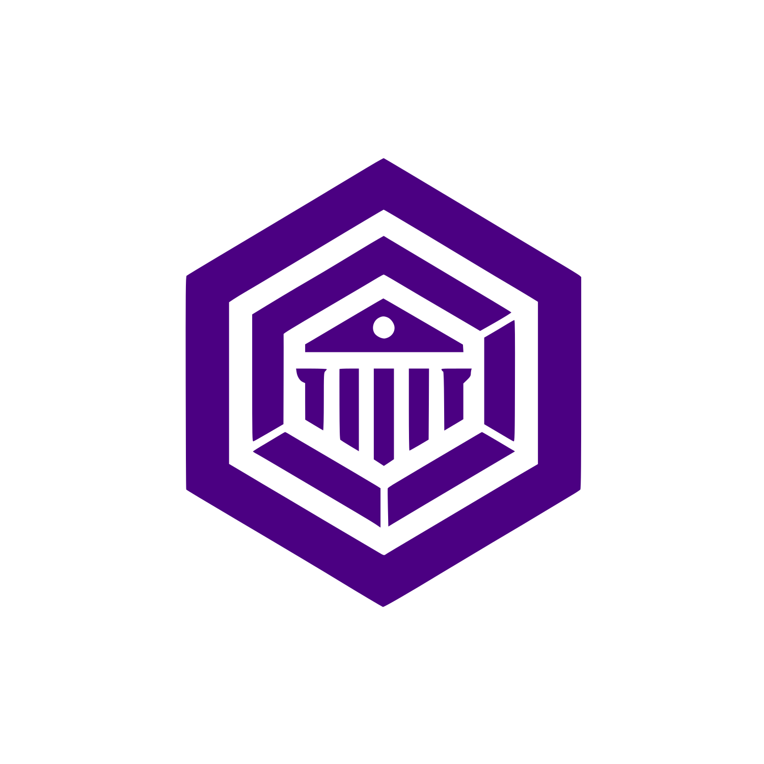 Hexagon Column Building Logo #4B0082