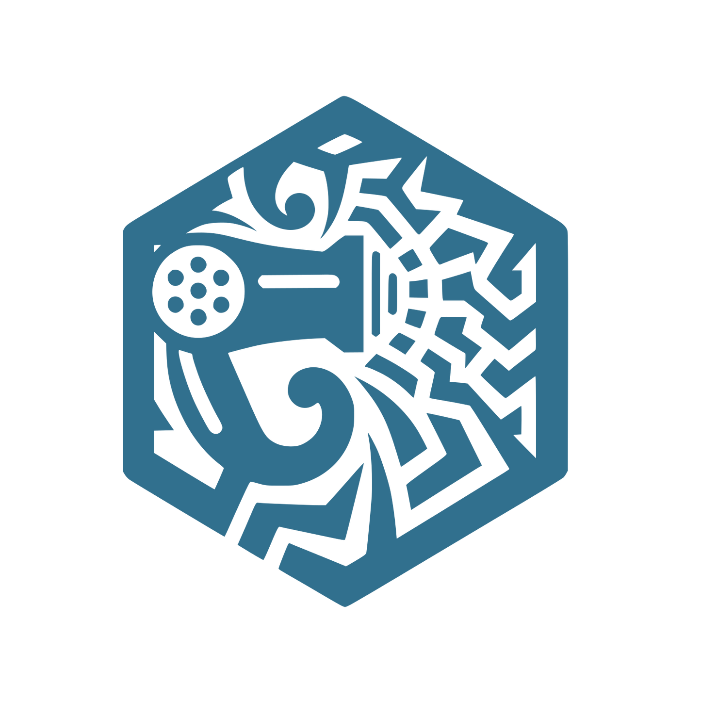 Hexagonal Hair Dryer Beauty Logo #31708E