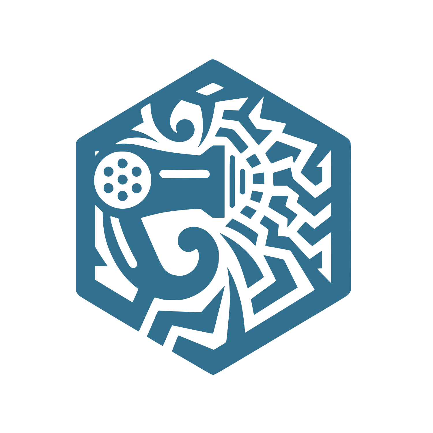 Hexagonal Hair Dryer Beauty Logo #31708E