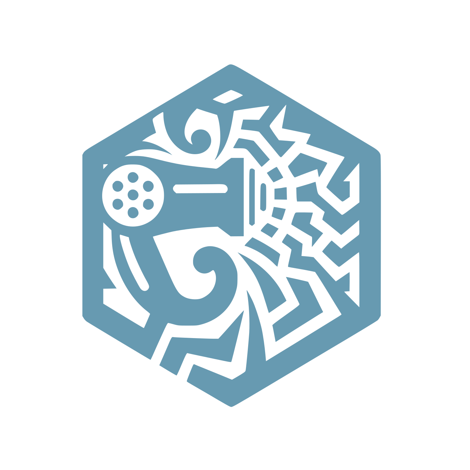 Hexagonal Hair Dryer Beauty Logo #679AB1
