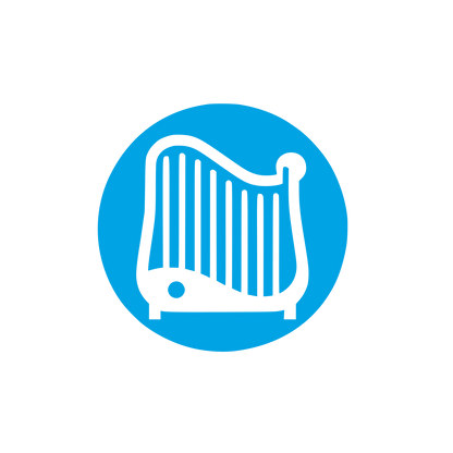 Logo with Harp Design #00a3e4